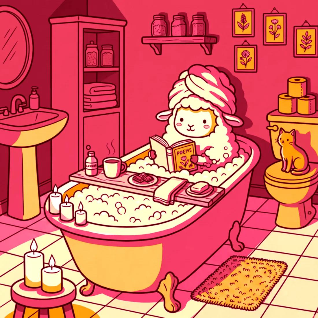 Stage three: the palette challenge — the whole scene colored with only a few warm tones, light and shadow doing the rest